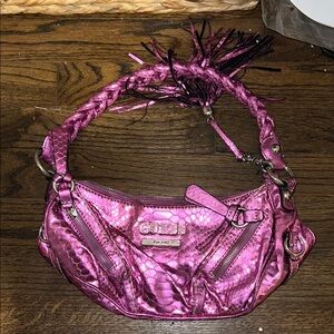 GUESS Pink/Purple Braided Handle Bag